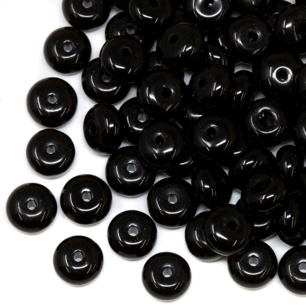 Jade Polished 5x8mm Rondelle - Black - Sold Individually