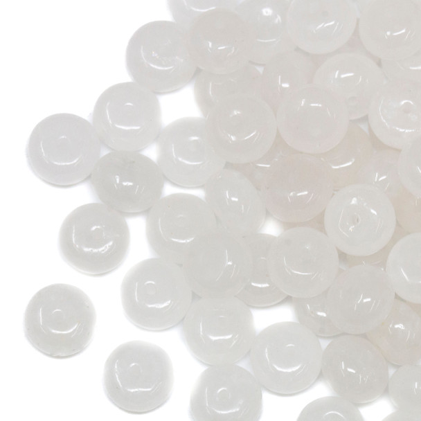 Jade Polished 5x8mm Rondelle - White - Sold Individually