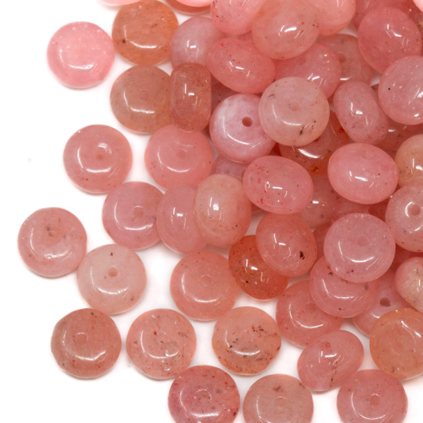 Jade Polished 5x8mm Rondelle - Dyed Rose Pink - Sold Individually