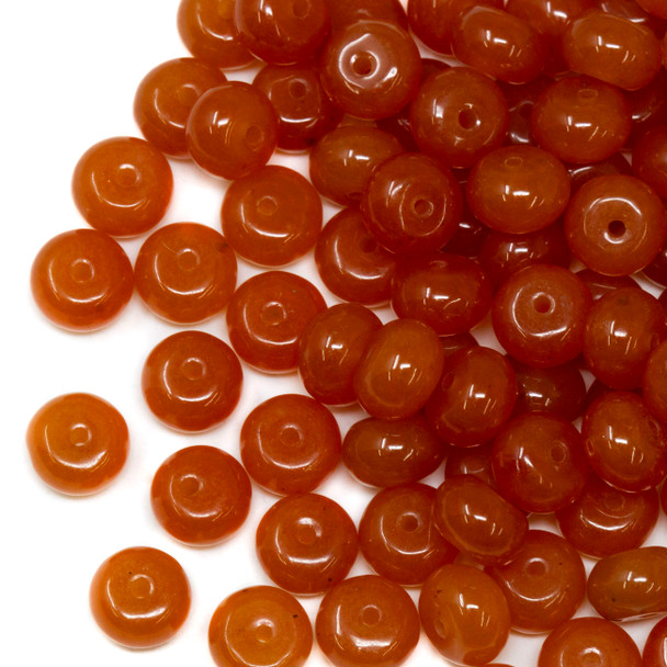 Jade Polished 5x8mm Rondelle - Dyed Orange - Sold Individually