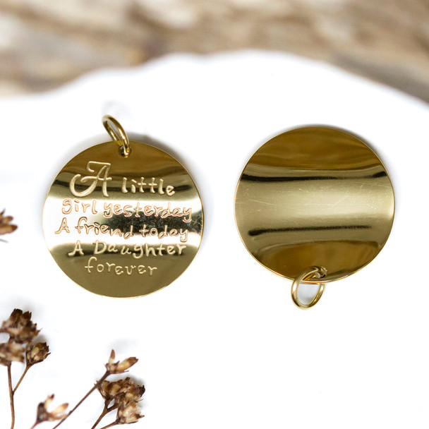 Gold Plated Stainless Steel 17mm Daughter Forever Charm