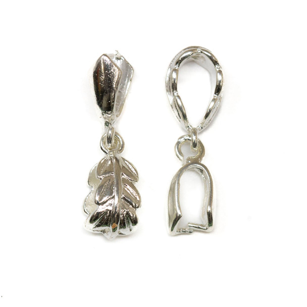 Sterling Silver Plated 13x8mm Leaf Pinch Bail