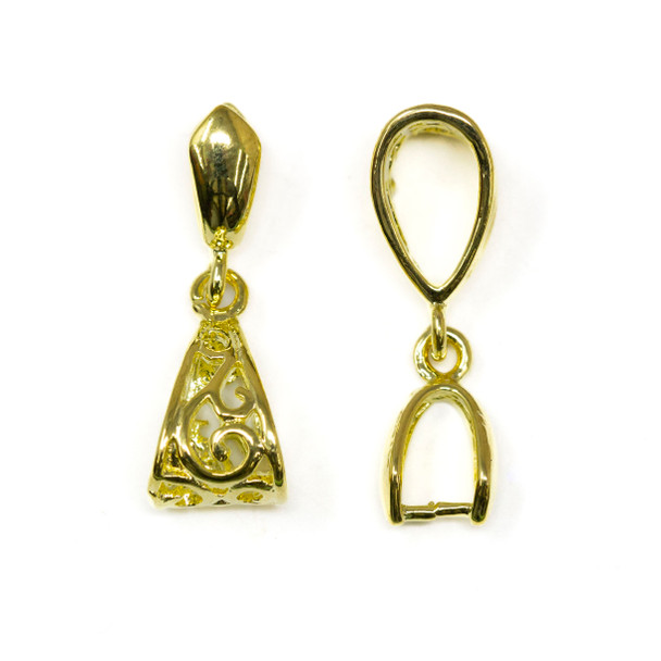 Gold Plated Filagree Pinch Bail