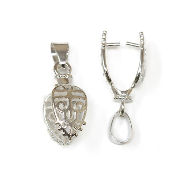 Silver Plated 20x9mm Leaf Pinch Bail