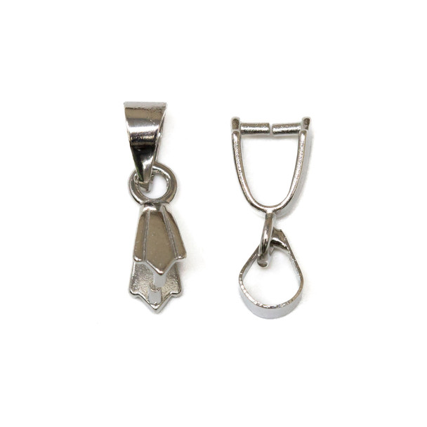 Platinum Plated 11x6mm Ice Pick Pinch Bail
