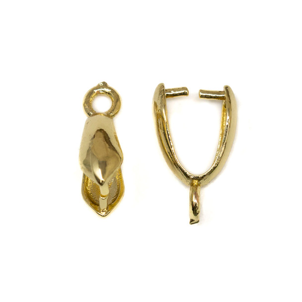 18kt Gold Plated 14x9mm Ice Pick Pinch Bail