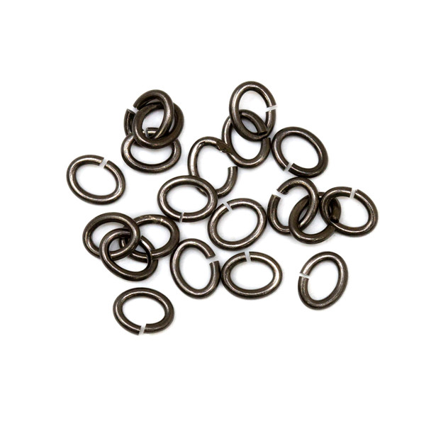 Gunmetal Plated Small Oval Jump Rings - OPEN - 20 Pieces