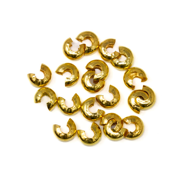 Gold Plated 4mm Crimp Covers - 20 Pieces