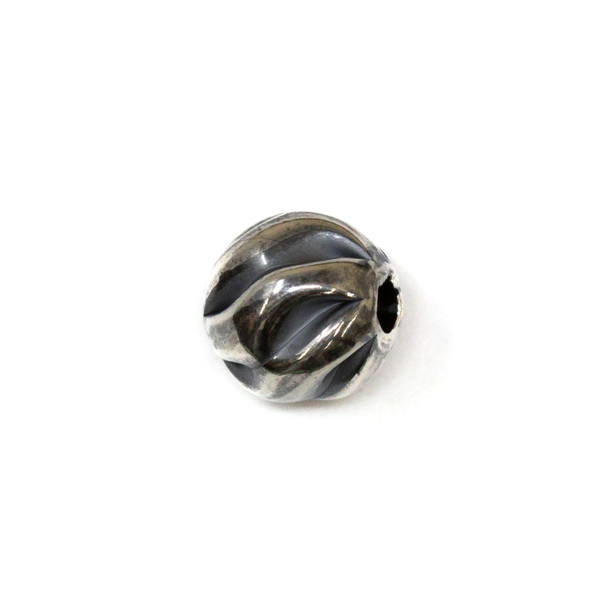 Sterling Silver 8mm Oxidized Twist Bead