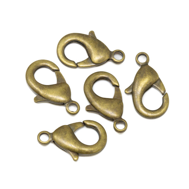 Antique Brass Plated 19x10mm Lobster Clasp - 5 Pieces