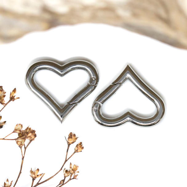 Stainless Steel 17mm Spring Gate Heart Clasp