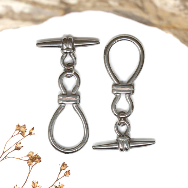 Platinum Plated Alloy 34x17mm Bulb Toggle Clasp