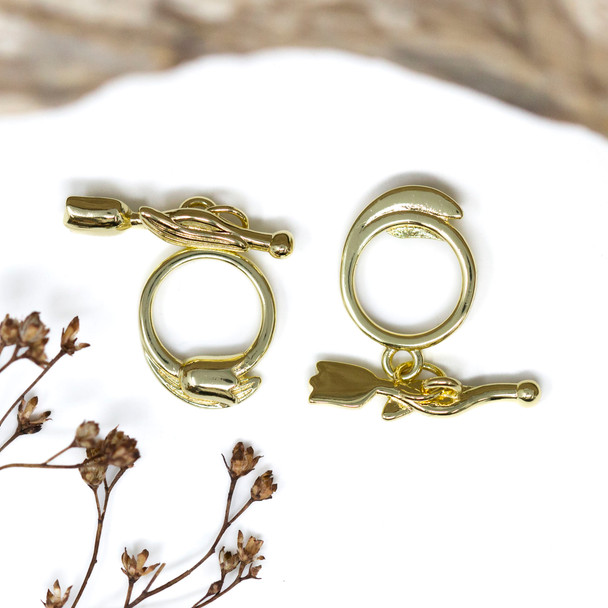 Gold Plated 13x16mm Rose Toggle Clasp