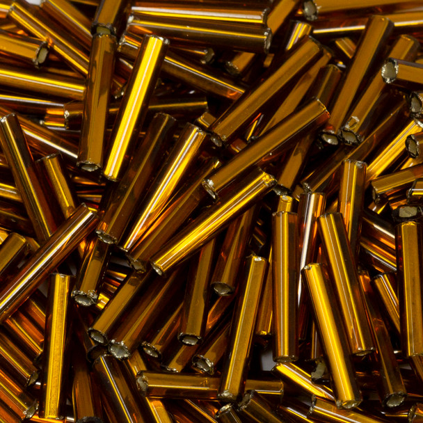 Straight Czech Glass 1/2" Bugle Beads -- 62 Smoke Topaz