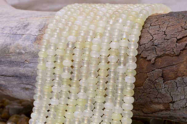 Jade Polished 4x6mm Smooth Rondelle - Dyed Light Butter