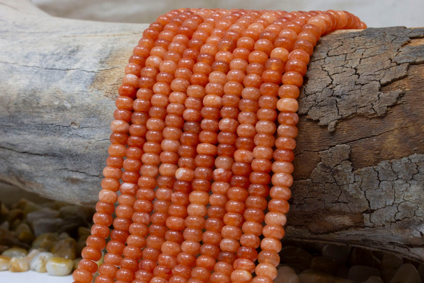 Jade Polished 4x6mm Smooth Rondelle - Dyed Orange