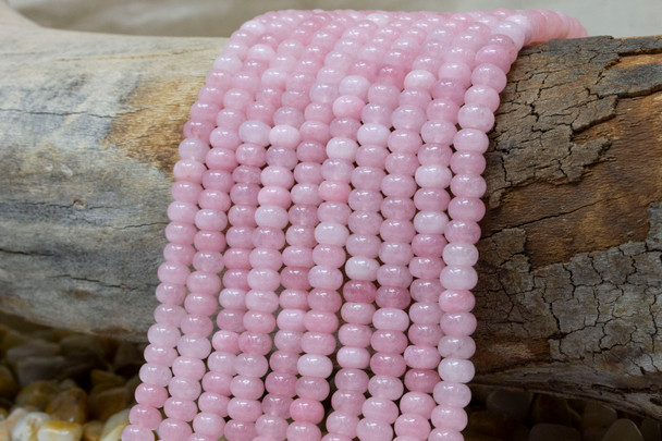 Jade Polished 4x6mm Smooth Rondelle - Dyed Soft Pink