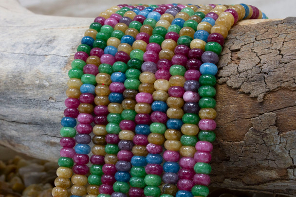 Jade Polished 4x6mm Smooth Rondelle - Dyed Candy Fall Mix