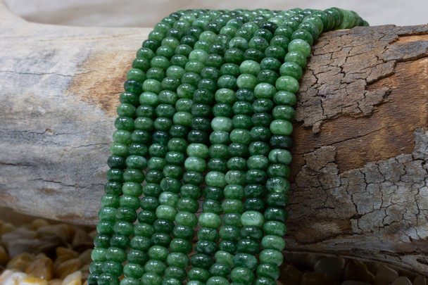 Jade Polished 4x6mm Smooth Rondelle - Dyed Forest Green