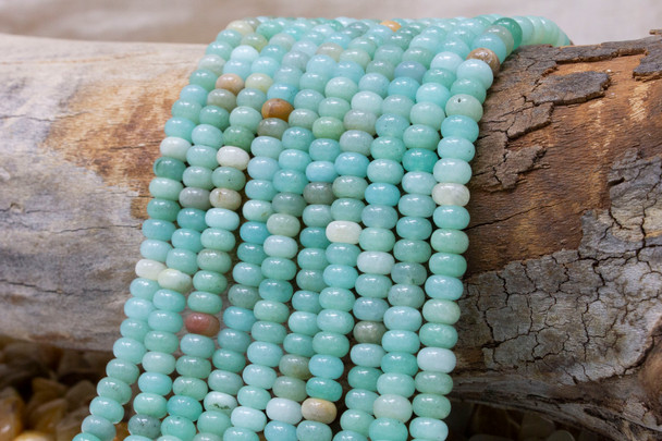 Jade Polished 4x6mm Smooth Rondelle - Dyed Aqua Mix