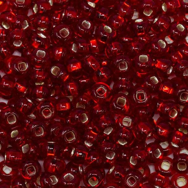 Size 6 Czech Seed Beads -- 14 Dark Ruby / Silver Lined