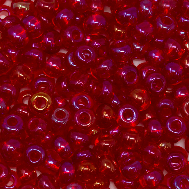 Size 6 Czech Seed Beads -- 84 Light Ruby Rainbow
