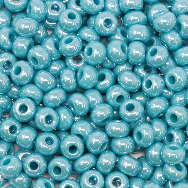 Size 6 Czech Seed Beads -- 637 Blue Turquoise Luster