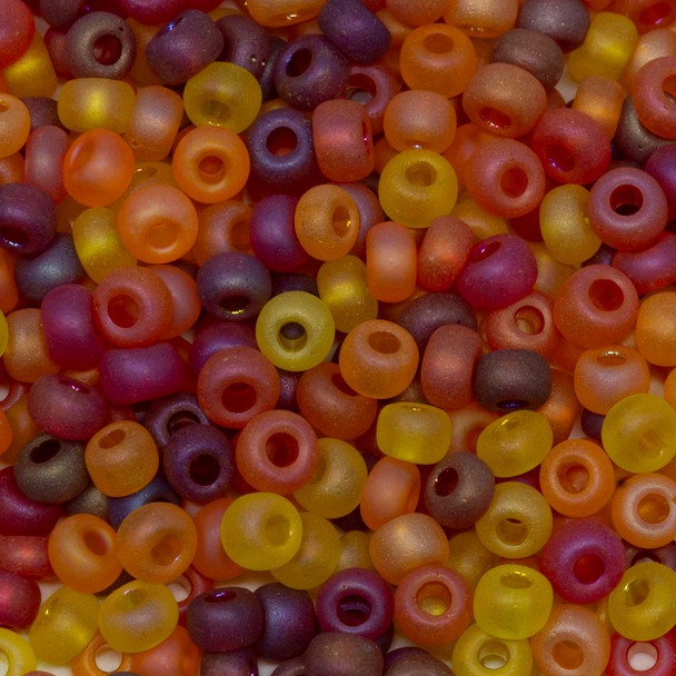 Size 6 Czech Seed Beads -- 723 Sunset Mix Matte Rainbow