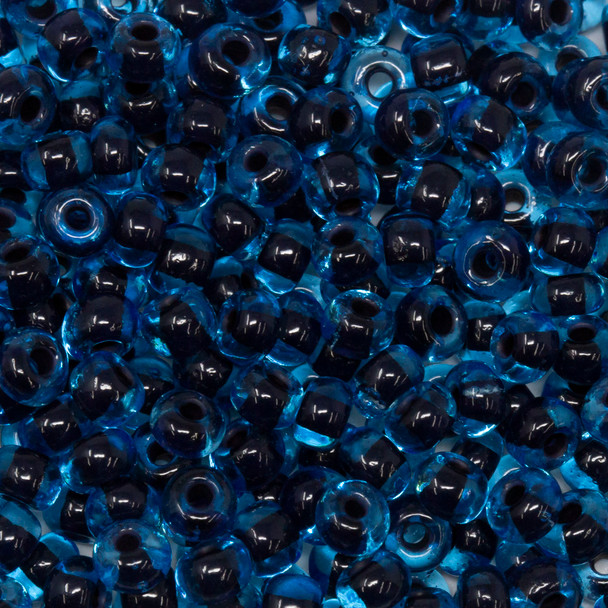 Size 6 Czech Seed Beads -- 1067 Light Aqua / Black Lined
