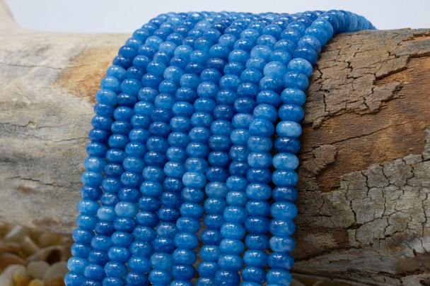 Jade Polished 4x6mm Smooth Rondelle - Dyed Dark Blue Teal