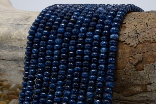 Jade Polished 4x6mm Smooth Rondelle - Dyed Navy Blue