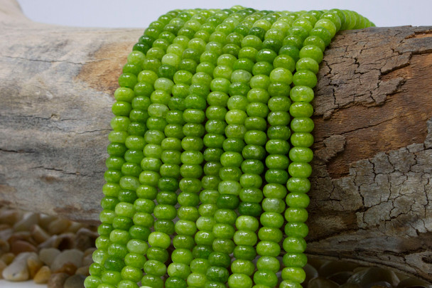 Jade Polished 4x6mm Smooth Rondelle - Dyed Lime
