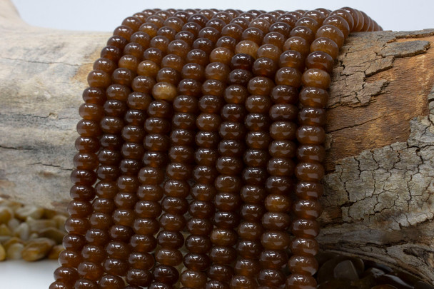 Jade Polished 5x8mm Smooth Rondelle - Dyed Coffee