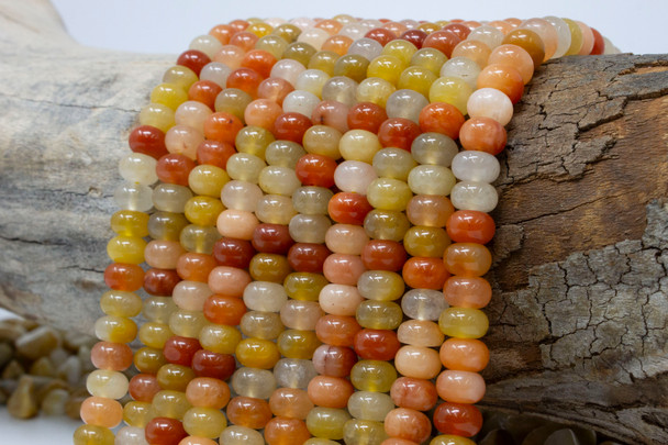 Jade Polished 5x8mm Smooth Rondelle - Dyed Autumn Mix