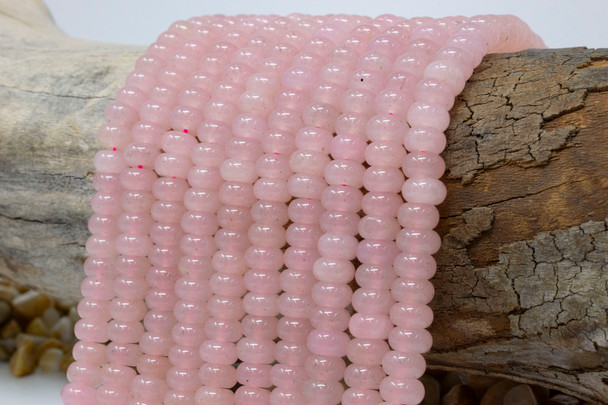 Jade Polished 5x8mm Smooth Rondelle - Dyed Pale Pink