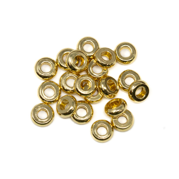18kt Gold Plated Stainless Steel 4x1.5mm Disc / Rondelle - 1.5mm Hole - 20 Pieces