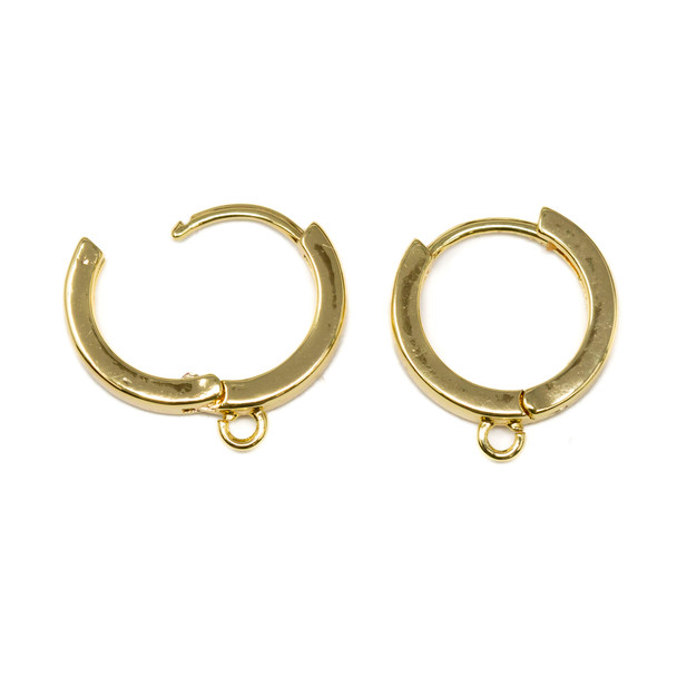 18kt Gold Plated 13.5mm Flat Hoop Earring With Ring - 1 Pair