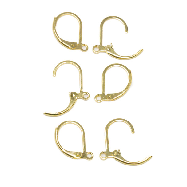 Gold Plated Stainless Steel Leverback Earrings - 3 Pair