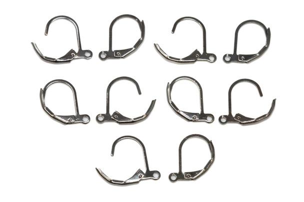 Gunmetal Leverback Earrings with Loop - 5 Pair