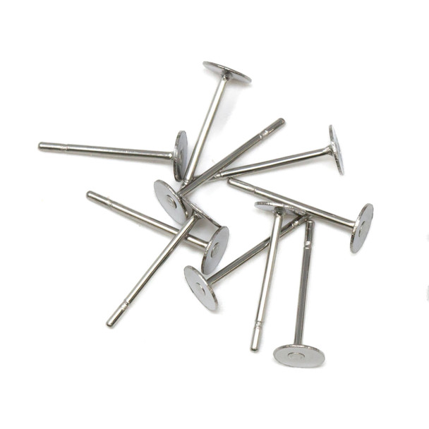 Stainless Steel 4mm Glue On Flat Posts - 5 Pair