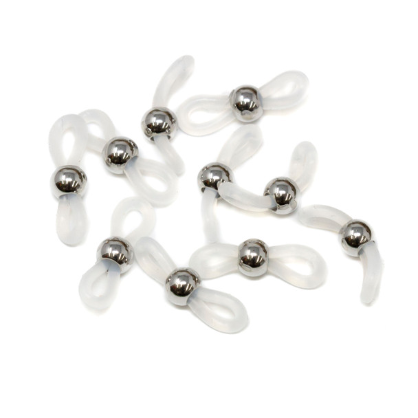 Rubber Eyeglass Holders with Stainless Steel Adjuster Bead  - 5 Pair