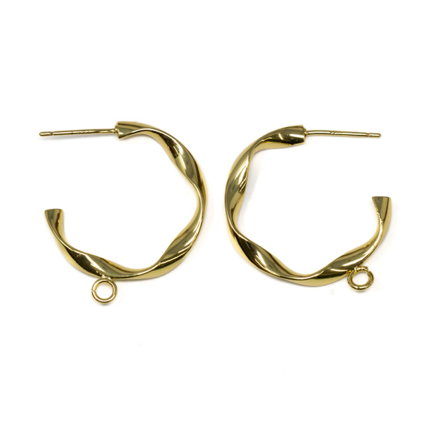 18kt Gold Plated Twisted 1/2 Hoop Earrings - 1 Pair