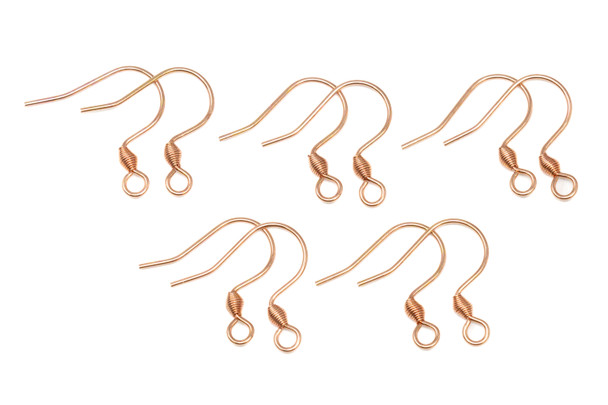 Rose Gold Plated Stainless Steel 17x18mm Earring Wires with Bead - 5 Pair