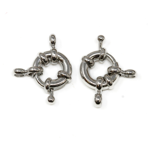Platinum Plated 12mm Spring Ring Clasp With Bail