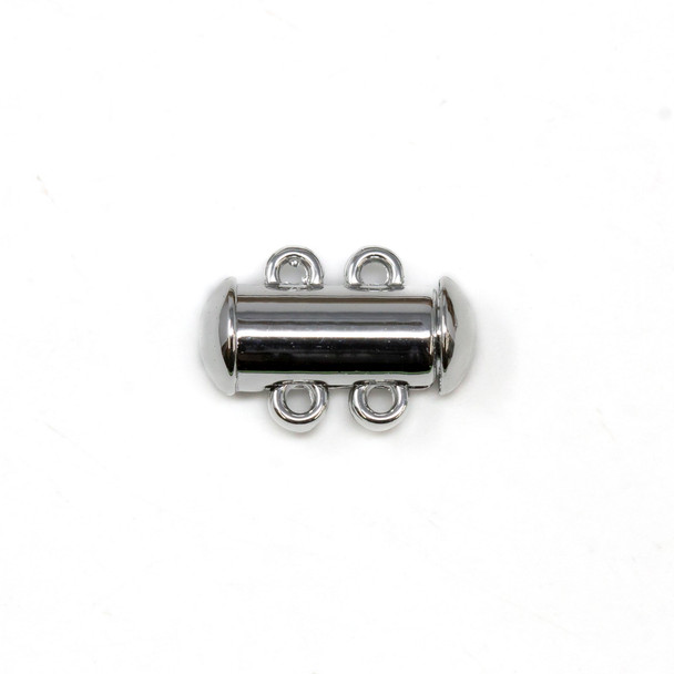 Silver Plated 15x10mm 2 Strand Slide Clasp