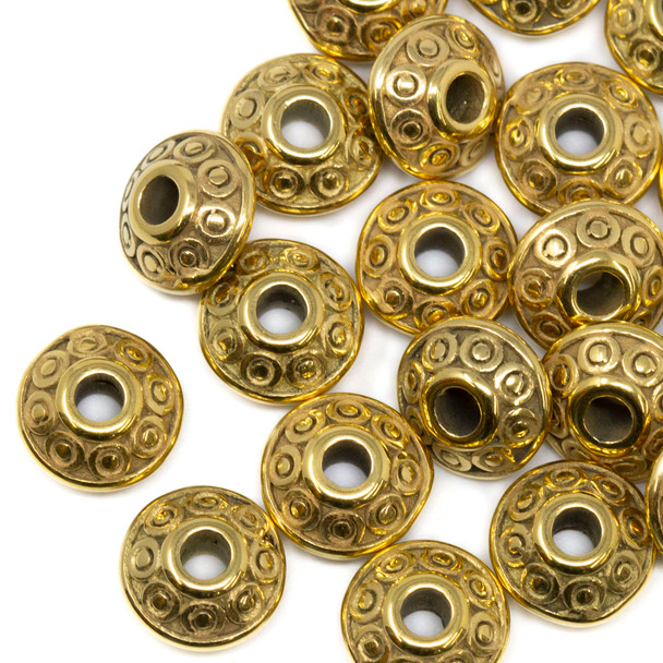 Gold Plated 8x4mm Circles Saucer Bead