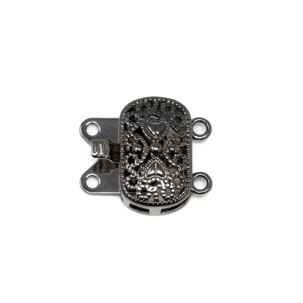 Gunmetal Plated 14x16mm 2 Strand Box Clasp