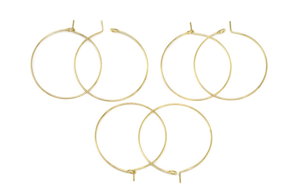 18K Gold Plated Stainless Steel 30mm Hoop Earring / Wine Glass Ring - 6 Pieces