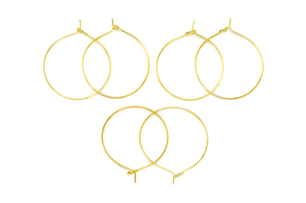 Gold Plated 25mm Hoop Earring / Wine Glass Ring - 6 Pieces