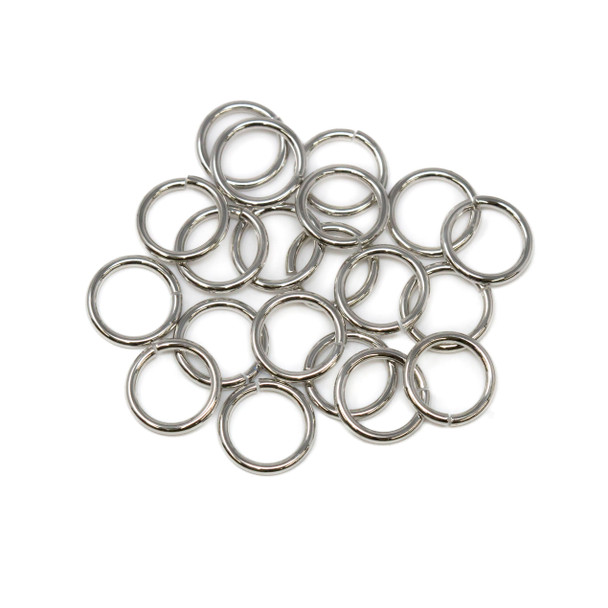 Platinum Plated 8mm Round 18 Gauge OPEN Jump Rings - 20 Pieces